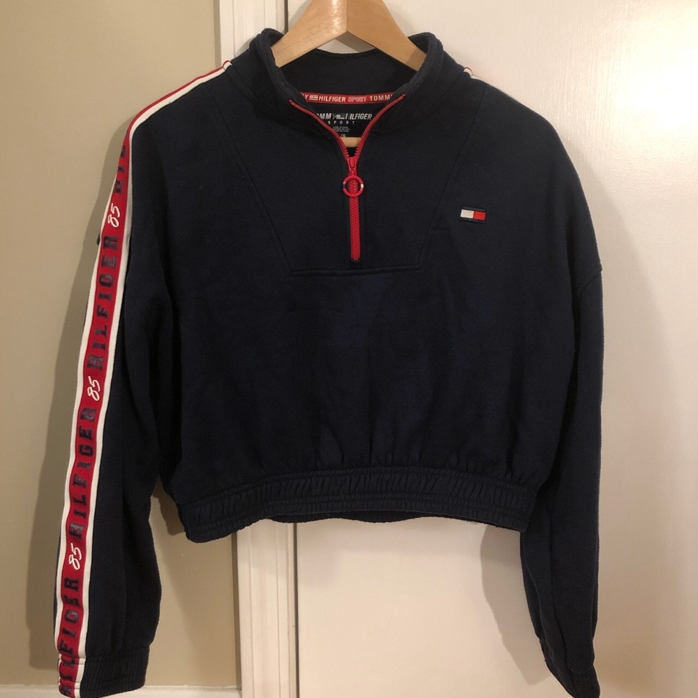 Tommy Hilfiger Cropped Zip Up Crewneck